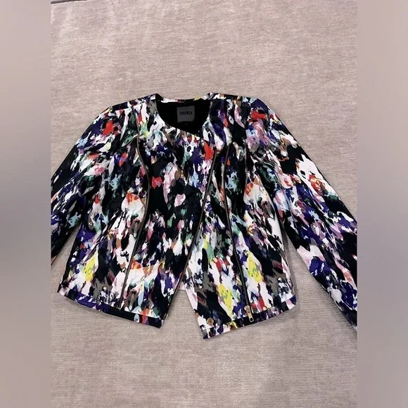 FORENZA WATERCOLOR ZIPPER CROP JACKET- SIZE S Office Siren - Picture 4 of 8